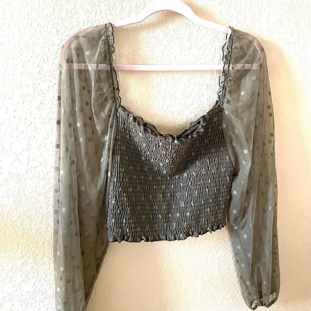 Olive Meshed Top Size L